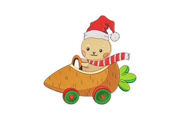 Bunny Driving Carrot Car Christmas