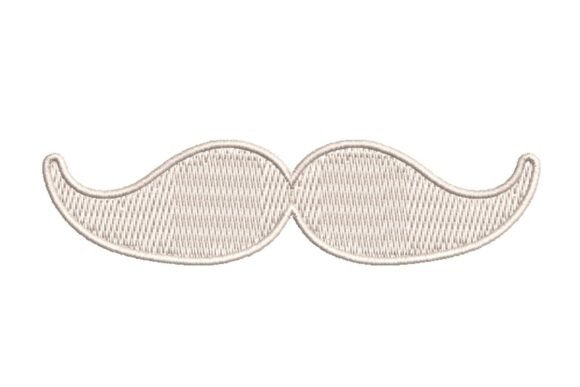 Classic White Moustache Embroidery Design